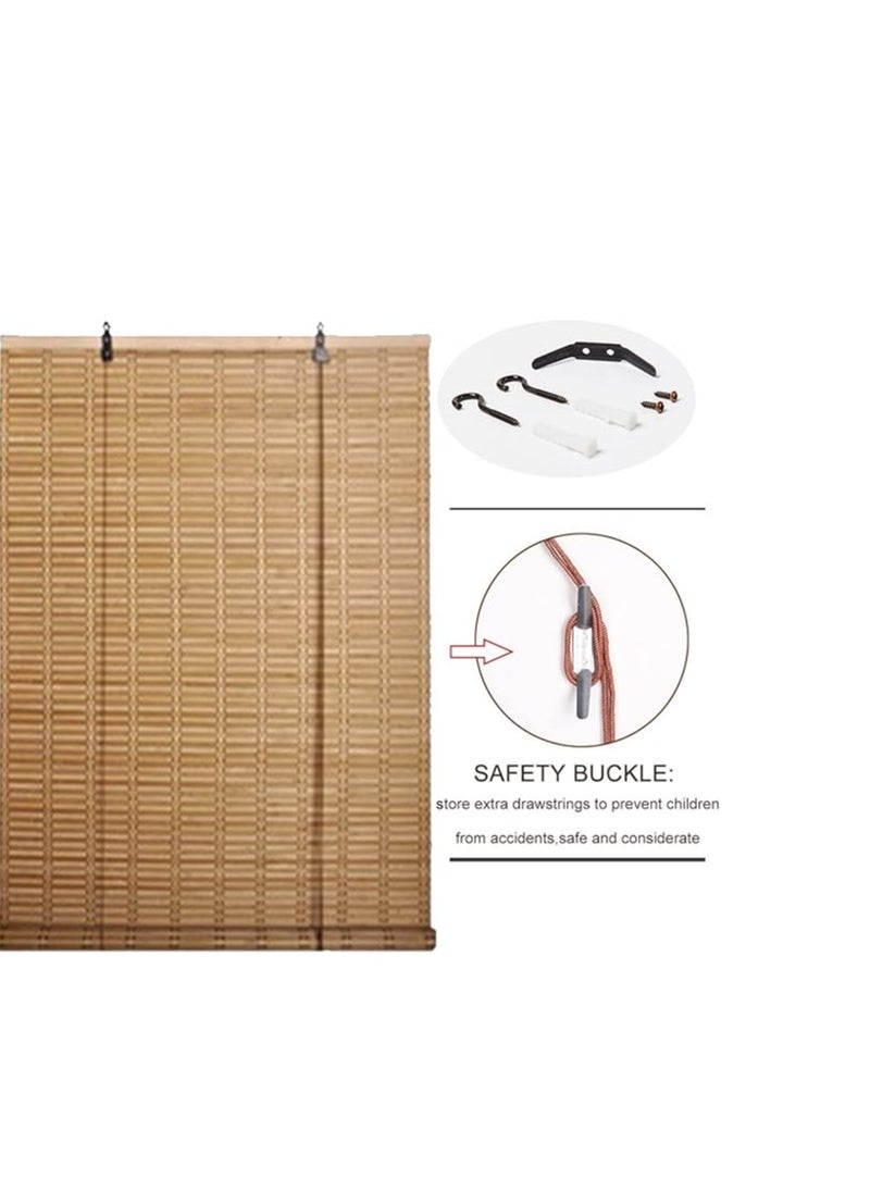 Generic - Bamboo Blinds, Natural Bamboo Blinds, Roller Blinds, Foldable Blinds, Breathable, UV Protection, Blackout Window Blinds, Light Reflective, All Installation Hardware Included (W100cm x H180cm) - Image 1