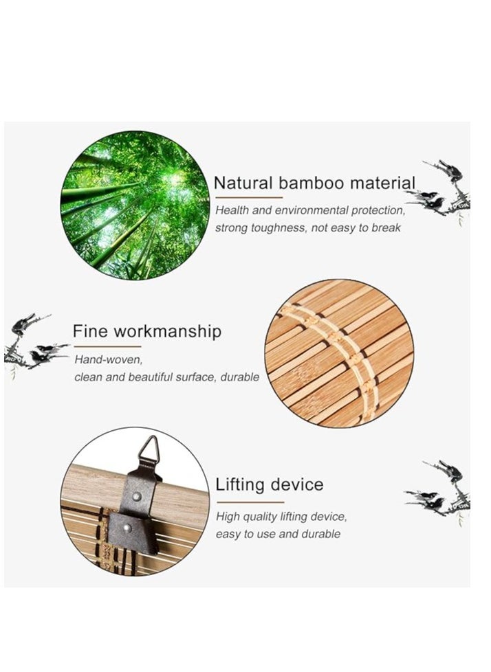 Generic - Bamboo Blinds, Natural Bamboo Blinds, Roller Blinds, Foldable Blinds, Breathable, UV Protection, Blackout Window Blinds, Light Reflective, All Installation Hardware Included (W100cm x H180cm) - Image 1