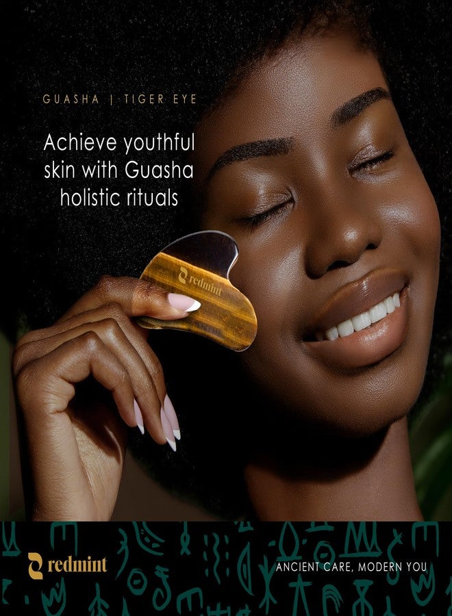 Redmint Tiger Eye Gua Sha Tool for Face | Rooted in Ancient TCM Wisdom | Rediscover Youthful Skin | Facial Massage Tools for Puffiness Reducing, Jawline Sculpting | Face Stone Gua Sha to Lift, Plump - Image 2