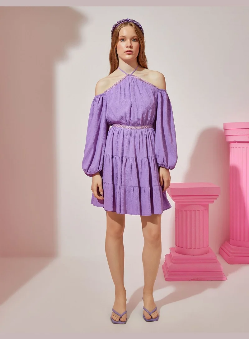 كوتون Tiered Off-Shoulder Dress