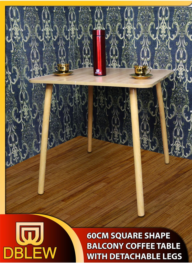 DBLEW - 60cm Detachable Wooden Square Corner Coffee Table Home Garden Kitchen Study Dining Living Room Sofa Side Desk Bedroom Bedside Office Restaurant Furniture For Camping Picnic Beach Desert Outdoor Balcon - Image 1