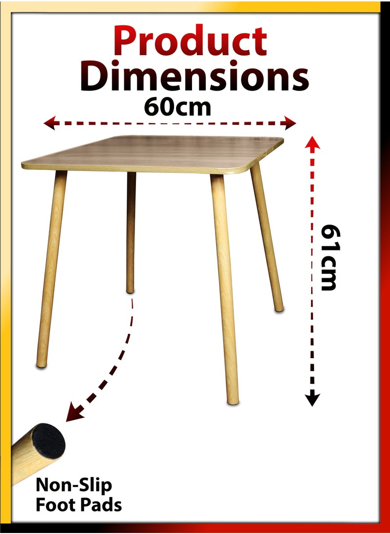 DBLEW - 60cm Detachable Wooden Square Corner Coffee Table Home Garden Kitchen Study Dining Living Room Sofa Side Desk Bedroom Bedside Office Restaurant Furniture For Camping Picnic Beach Desert Outdoor Balcon - Image 1