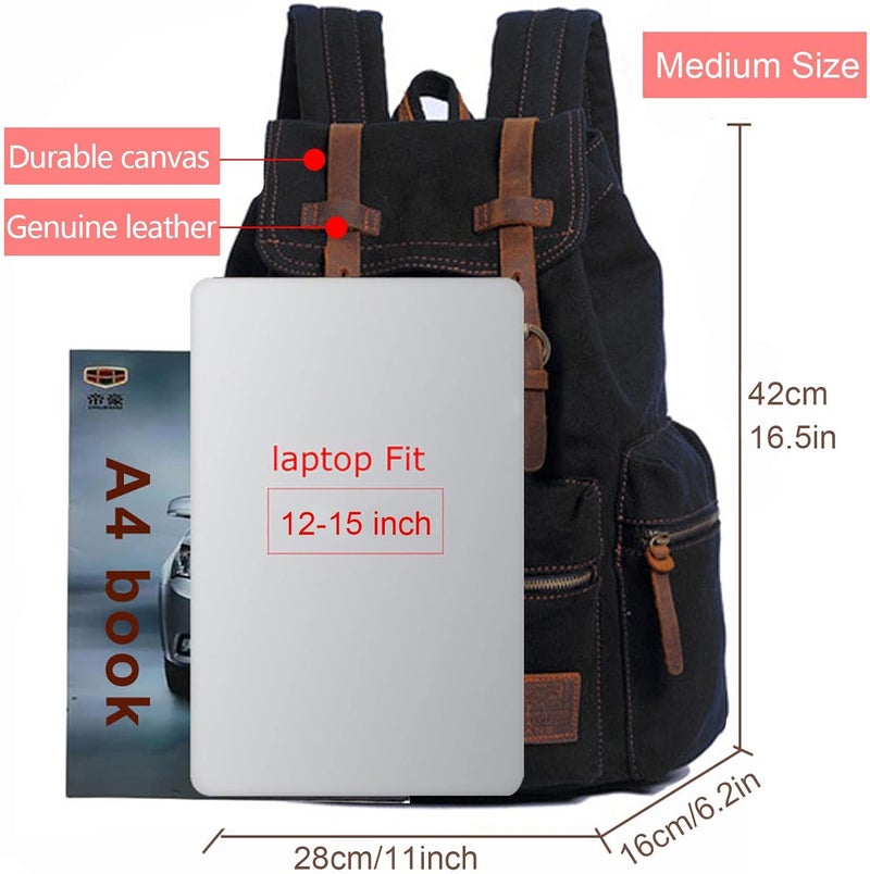 AUGUR High Capacity Canvas Vintage Backpack - for Camping Hiking Travel 12-17" Laptop - Image 5