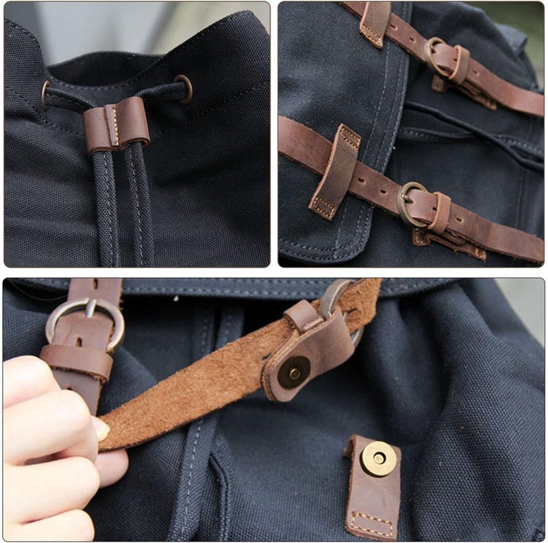 AUGUR High Capacity Canvas Vintage Backpack - for Camping Hiking Travel 12-17" Laptop - Image 2