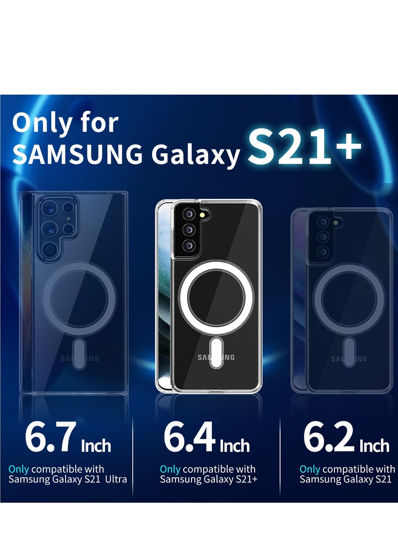INFOSUN S21  Plus Case Clear Cover for Samsung Galaxy S21 Plus , Slim Thin Magnetic Case Yellowing-Resistant Anti-Drop Shock Absorption Anti-Scratch and Hard Back Case for S21 Plus 6.7 Inch (2021) - Image 3