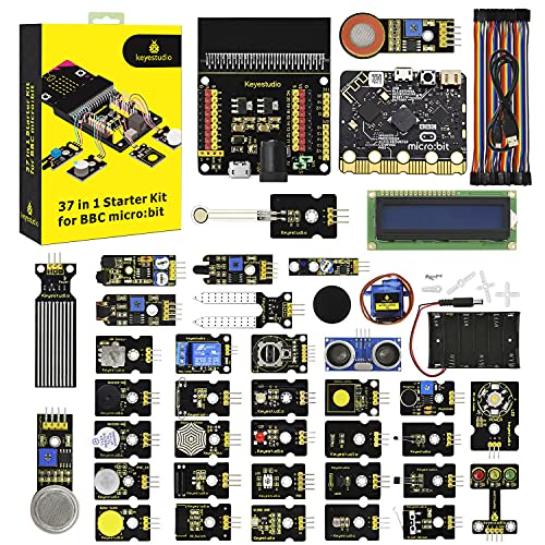 KEYESTUDIO 37 in 1 Box Starter Kit with BBC Microbit V2.2 Board, Great 37 Sensors Microbit Accessories Coding Electronics Kit for Teens Adults, Electric Circuit Learning with Tutorial - Image 1