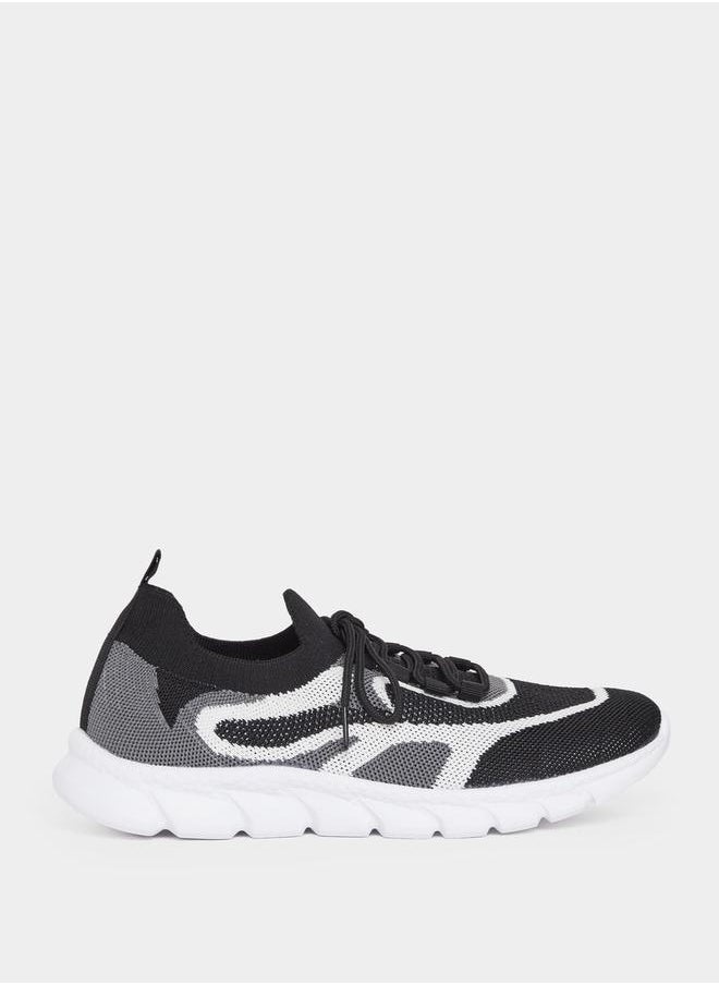 Styli Color Block Textured Breathable Lace Up Sneakers  - Image 1