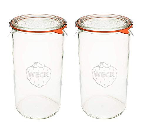 WECK Canning Jars - Transparent Glass Eco-Friendly Jars with Air Tight Seal - 1.5 Liter Tall Jars - Set of 2 - Image 1