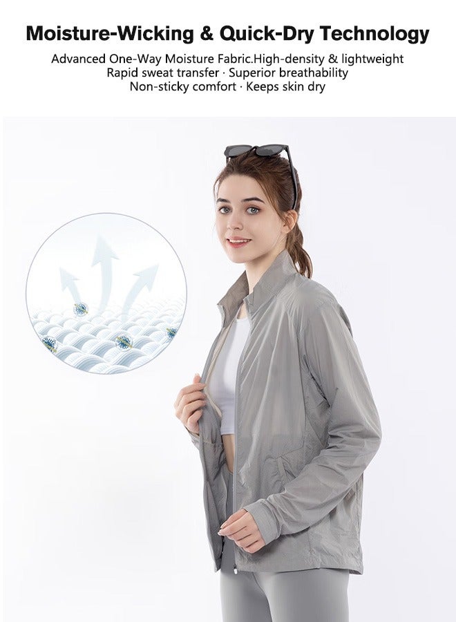 Sunnaltree UPF 50+ UV Sun Protection Clothing for Men, Lightweight Sun Protection Ice Silk Clothing Long Sleeve Hoodie Sun Shirt, Summer Elastic Quick Dry Sun Shirts Full Zipper Fishing Jacket - Image 4