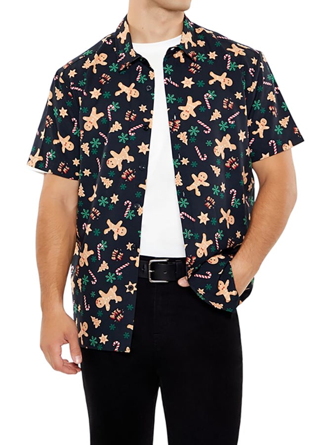 FOREVER 21 Christmas Gingerbread Man Motif Shirt - Image 1