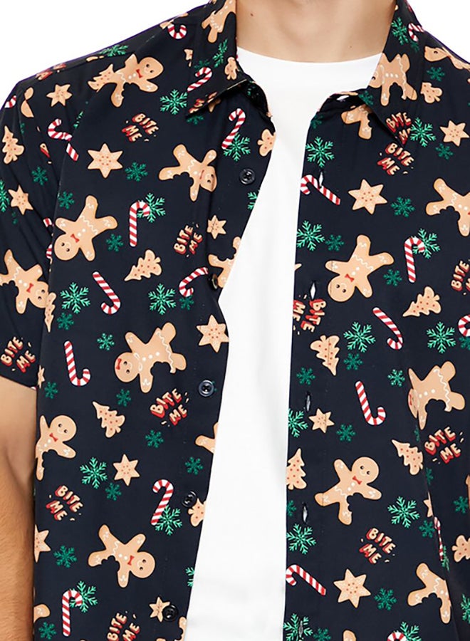 FOREVER 21 Christmas Gingerbread Man Motif Shirt - Image 5