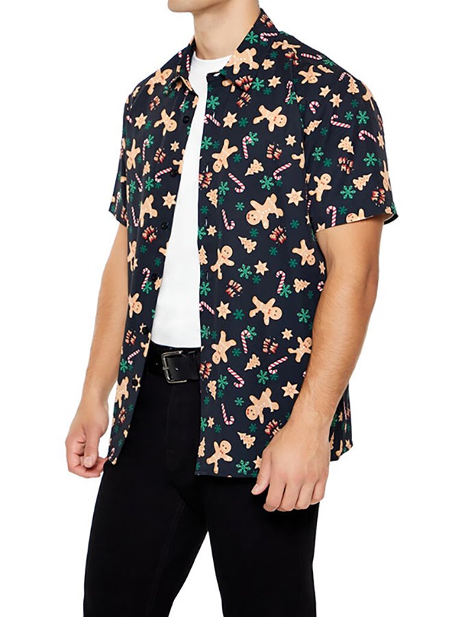 FOREVER 21 Christmas Gingerbread Man Motif Shirt - Image 2