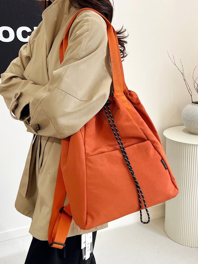 Solid Color Multifunctional Backpack Nylon Double Shoulder Shoulder Bag Tote Bag For School Commuting Men And Women Bag Lightweight Commuting Bag - Image 3