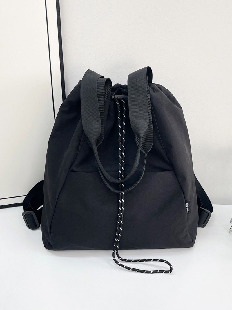 Solid Color Multifunctional Backpack Nylon Double Shoulder Shoulder Bag Tote Bag For School Commuting Men And Women Bag Lightweight Commuting Bag - Image 5