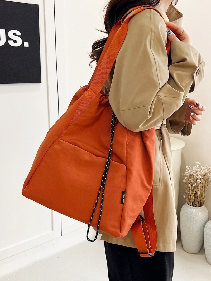 Solid Color Multifunctional Backpack Nylon Double Shoulder Shoulder Bag Tote Bag For School Commuting Men And Women Bag Lightweight Commuting Bag - Image 2