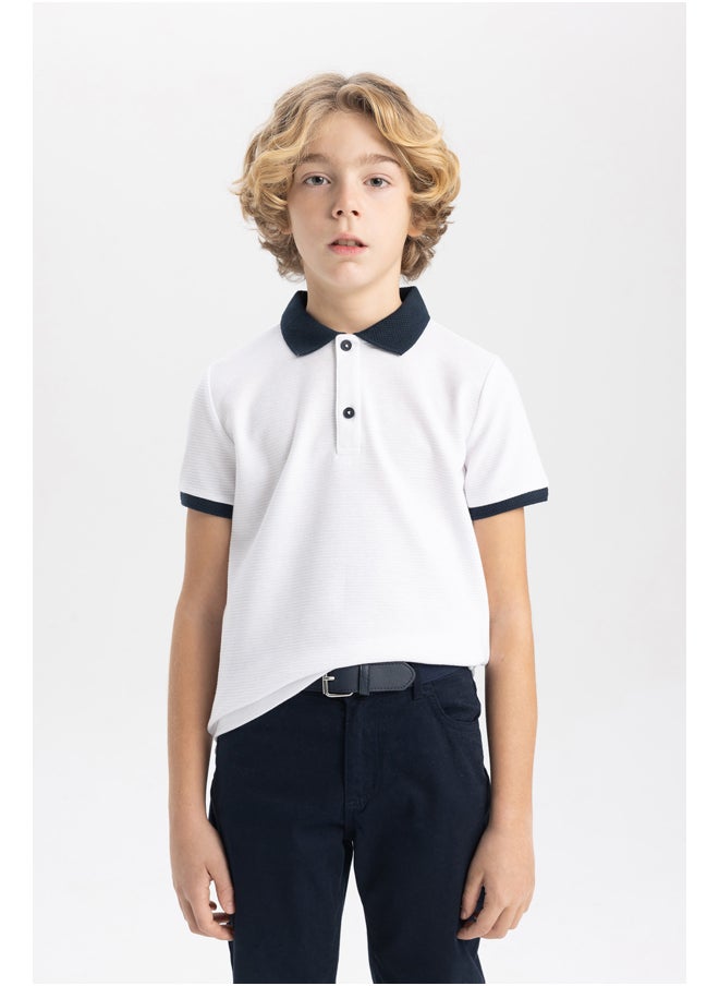 DeFacto Boy Regular Fit Polo Neck Knitted Short Sleeve Polo T-Shirt  - Image 3