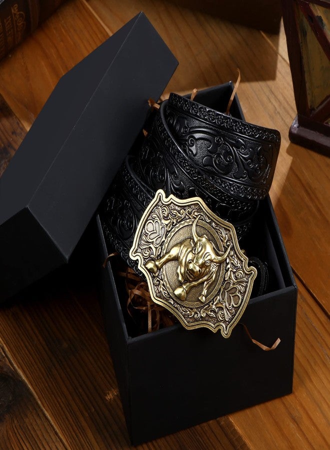 Photect Western Leather Belt, 1.5 Inch Wide, Black, 45 Inch, Unisex, Floral Embossed, Long Lasting, Golf, Buckle - Image 4