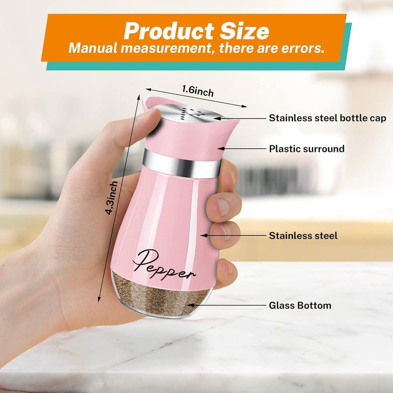 Arrozon Salt and Pepper Shakers Set,4 oz Glass Bottom Salt Pepper Shaker with Stainless Steel Lid for Kitchen Cooking Table, RV, Camp,BBQ Refillable Design (Pink) - Image 2