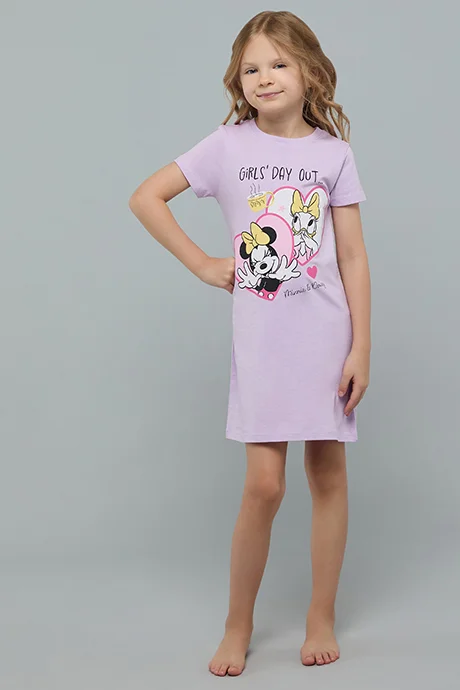 R&B Minnie & Daisy Print Nightdress with Crew Neck and Short Sleeves