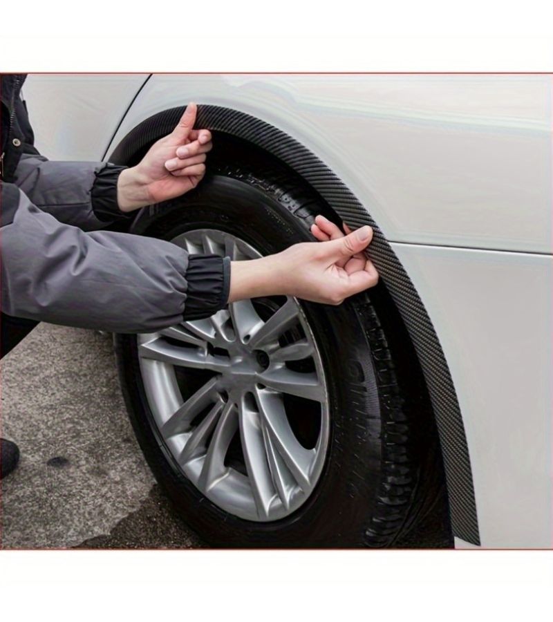 Carbon Fiber Black 4 Piece Set Matte PVC Wheel Arch Guards Self Adhesive Mud Flap Protective Stickers Scratch Strips For All Car Models - Image 5