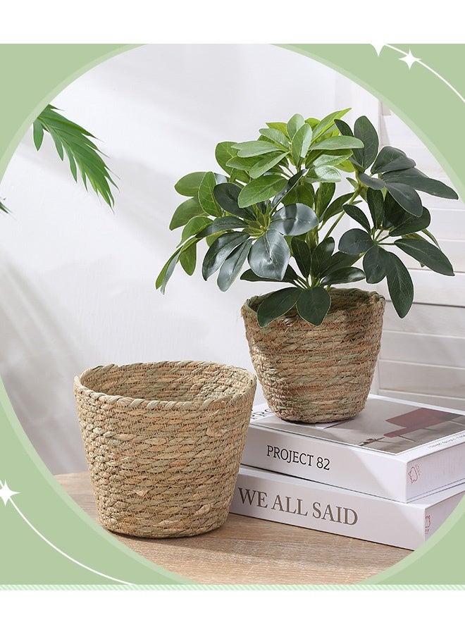 GMORO 3 sizes to choose from Grass Flower Basket Indoor Woven Flower Pot Flower Pot Flower Pot Decoration Laundry Basket Household Flower Pot Leak Proof Plastic Liner Indoor and Outdoor Garden Decoration - Image 2