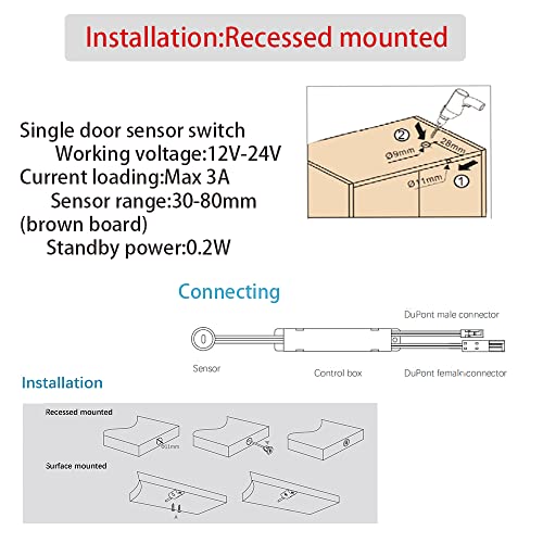 VST Motion Sensor Light Switch, IR Sensor Switch Door Activated Light Switch for Closet Light LED Lights and Under Cabinet Lighting (DC 12/24V 3A) - Image 5