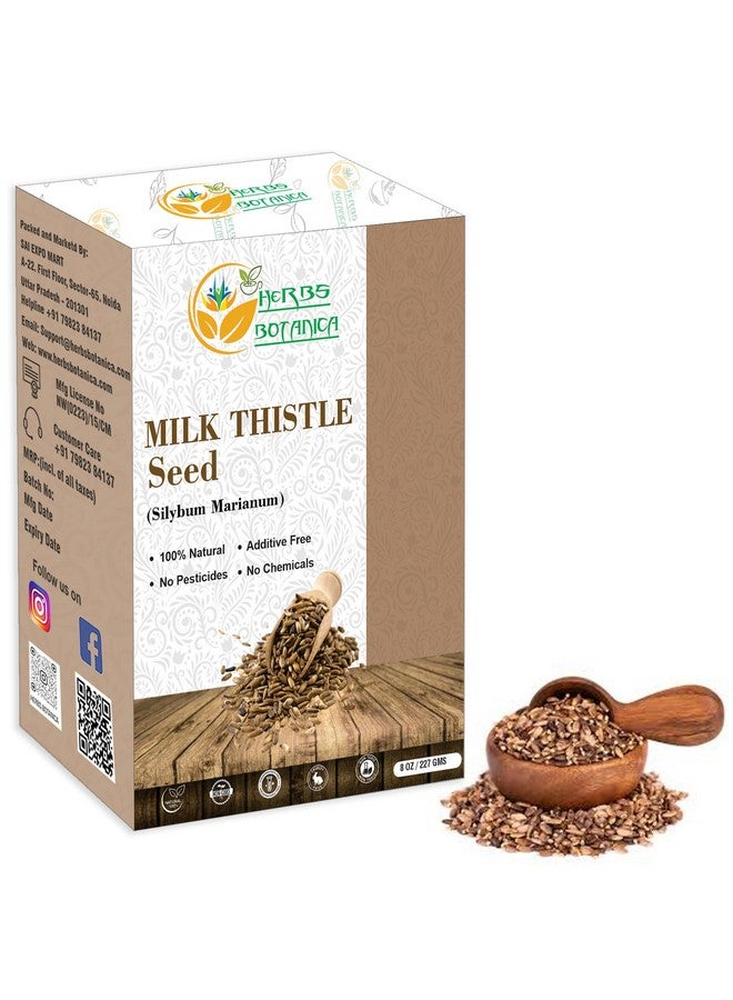 HERBS BOTANICA بذور عشبة الشوك الحليب 100% طبيعية كاردو ماريانو سميدلاس للشاي العشبي، الصبغات والاستخدامات اليدوية بذور الشوك الحليب الكاملة للطحن والانغماس - عبوة 8 أونصات - Image 1