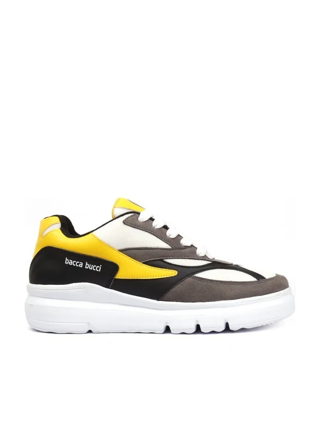 Bacca Bucci Yellow Urban Retro Blocked Fashion Sneakers for Men | Best Price UAE