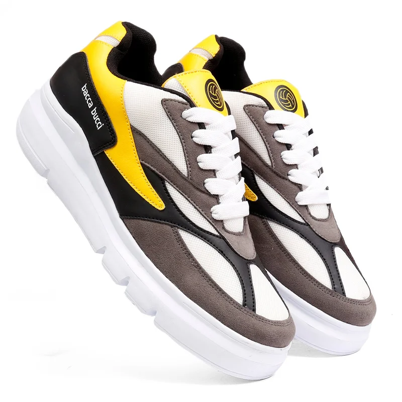 Bacca Bucci Yellow Urban Retro Blocked Fashion Sneakers for Men | Best Price UAE