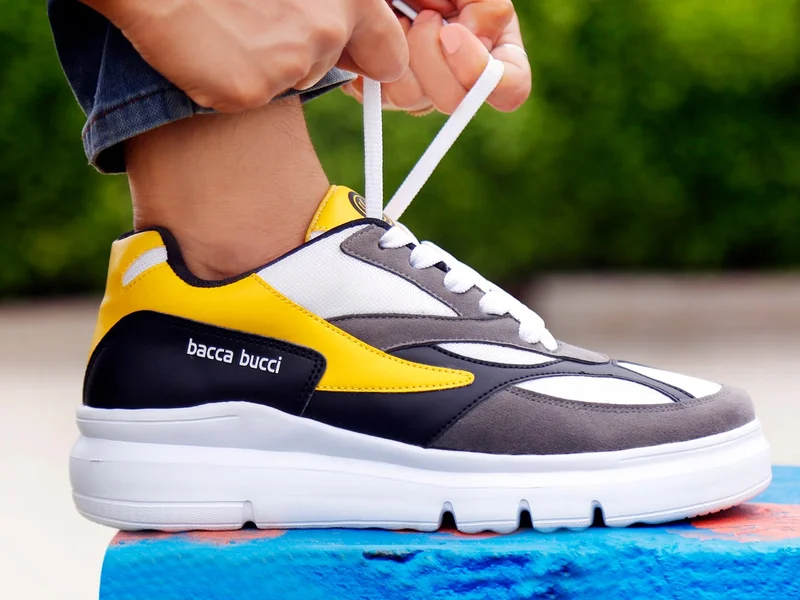 Bacca Bucci Yellow Urban Retro Blocked Fashion Sneakers for Men | Best Price UAE