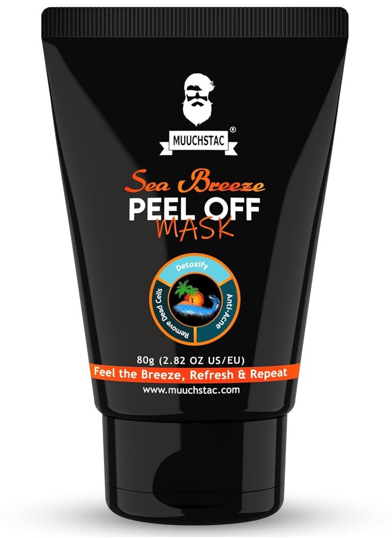 MUUCHSTAC Sea Breeze Peel Off Mask For Men | Blackhead, Acne & Dead Skin Removal Face Pack (80 g)  - Image 1