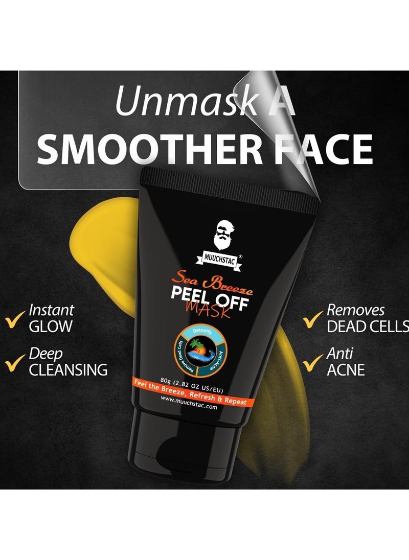 MUUCHSTAC Sea Breeze Peel Off Mask For Men | Blackhead, Acne & Dead Skin Removal Face Pack (80 g)  - Image 2