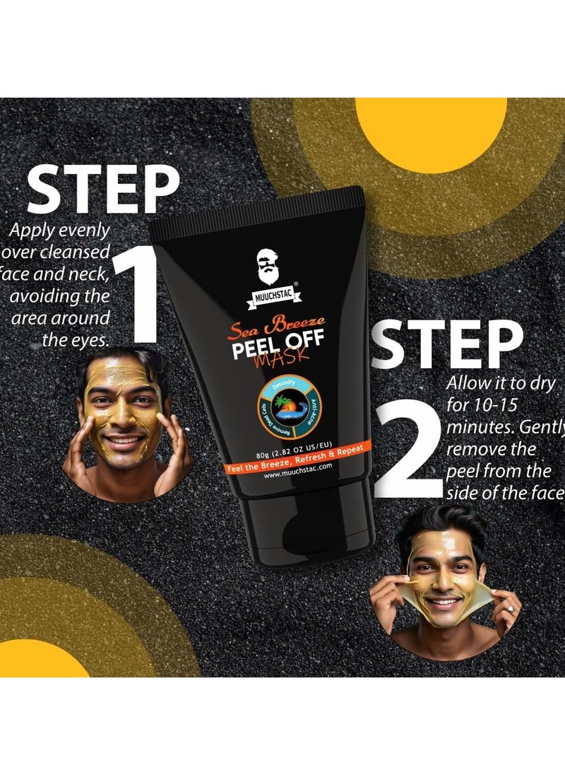 MUUCHSTAC Sea Breeze Peel Off Mask For Men | Blackhead, Acne & Dead Skin Removal Face Pack (80 g)  - Image 4