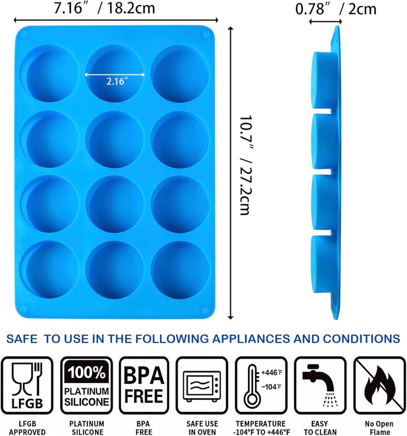 Sidosir 3Pcs Oreo Cookie Chocolate Silicone Mold, 12-Cavity Round Cylinder Oreo Chocolate Cover Molds for Candy, Silicone Baking Molds for Mini Cakes, Jelly - Image 2