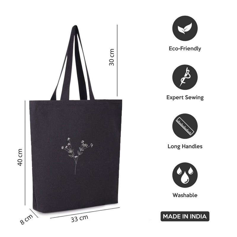 Ecotribe Fashionable Design Tote Bags Women Shoulder Bag-Printed Silhoutte Cotton Bag-Zipper-Ecofriendly Travel Bag-Pack of 1 - Image 2