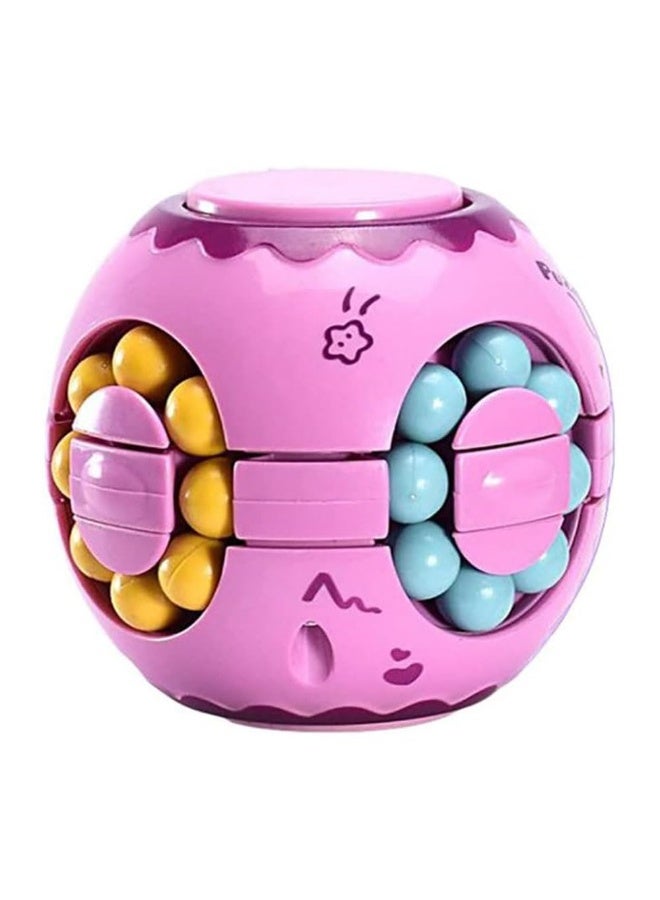 JZS Rotating Magic Bean Cube Fidget Puzzle Toys Anti Stress Ball IQ Games Educational Sensory Easter Gift for Boys Girls Kids Children Adults,3D Puzzle Magic Cube Fidget Spinner Toys (Pink) - Image 1