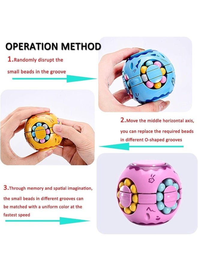 JZS Rotating Magic Bean Cube Fidget Puzzle Toys Anti Stress Ball IQ Games Educational Sensory Easter Gift for Boys Girls Kids Children Adults,3D Puzzle Magic Cube Fidget Spinner Toys (Pink) - Image 4