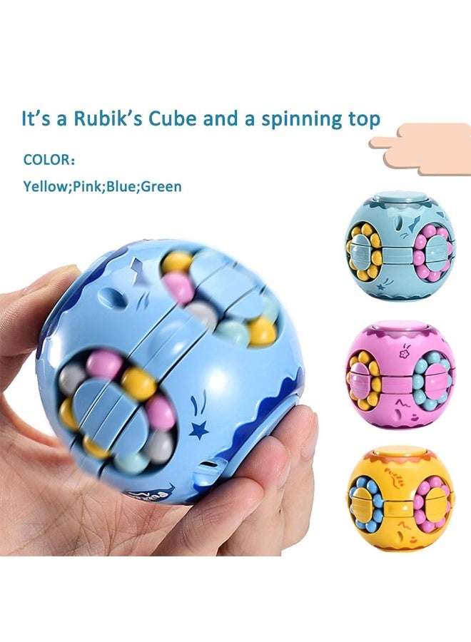 JZS Rotating Magic Bean Cube Fidget Puzzle Toys Anti Stress Ball IQ Games Educational Sensory Easter Gift for Boys Girls Kids Children Adults,3D Puzzle Magic Cube Fidget Spinner Toys (Pink) - Image 3