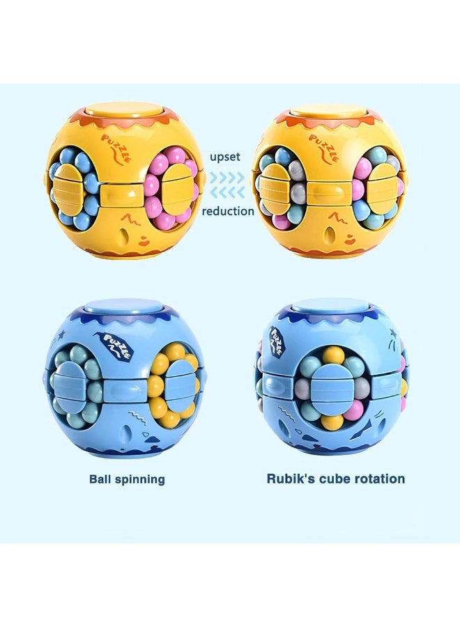 JZS Rotating Magic Bean Cube Fidget Puzzle Toys Anti Stress Ball IQ Games Educational Sensory Easter Gift for Boys Girls Kids Children Adults,3D Puzzle Magic Cube Fidget Spinner Toys (Pink) - Image 5