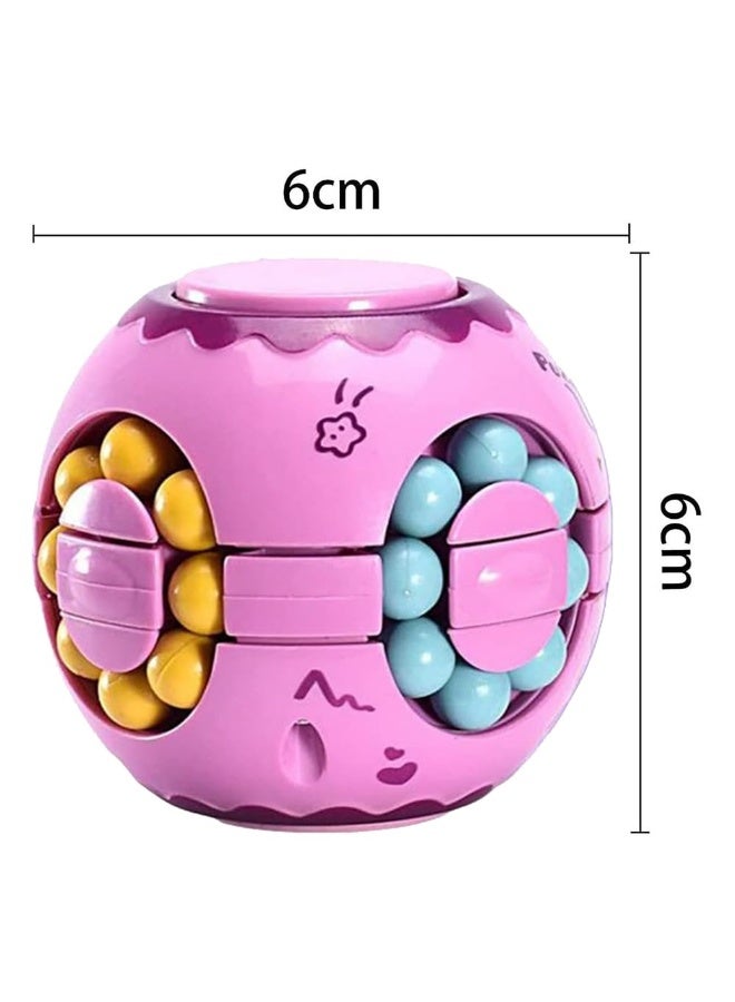 JZS Rotating Magic Bean Cube Fidget Puzzle Toys Anti Stress Ball IQ Games Educational Sensory Easter Gift for Boys Girls Kids Children Adults,3D Puzzle Magic Cube Fidget Spinner Toys (Pink) - Image 2