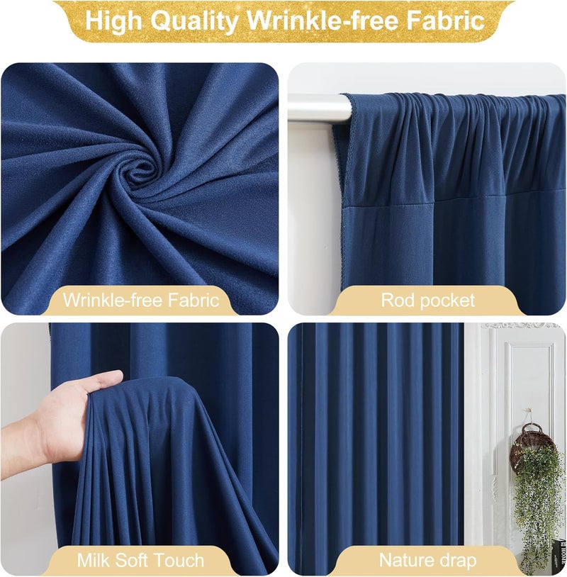PARTISKY 40x10FT Navy Blue Backdrop Curtains for Wedding Parties, Wrinkle Free Polyester Photography Backdrop Drapes for Wedding Baby Shower Birthday Parties Stage Background Stand Decorations 4x10ft,10 Panels - Image 2