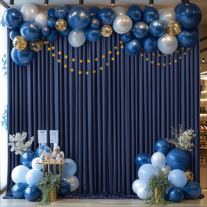 PARTISKY 40x10FT Navy Blue Backdrop Curtains for Wedding Parties, Wrinkle Free Polyester Photography Backdrop Drapes for Wedding Baby Shower Birthday Parties Stage Background Stand Decorations 4x10ft,10 Panels - Image 4