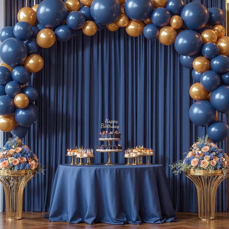 PARTISKY 40x10FT Navy Blue Backdrop Curtains for Wedding Parties, Wrinkle Free Polyester Photography Backdrop Drapes for Wedding Baby Shower Birthday Parties Stage Background Stand Decorations 4x10ft,10 Panels - Image 3