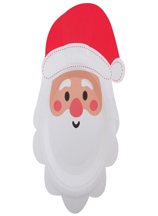 Partay Shenanigans Paper Plates - 24-Count 7.75" x 10.5" Disposable Christmas Party Supply Dessert Plates in Santa Claus Shaped Die-Cut Design - Image 1