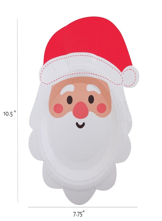 Partay Shenanigans Paper Plates - 24-Count 7.75" x 10.5" Disposable Christmas Party Supply Dessert Plates in Santa Claus Shaped Die-Cut Design - Image 2