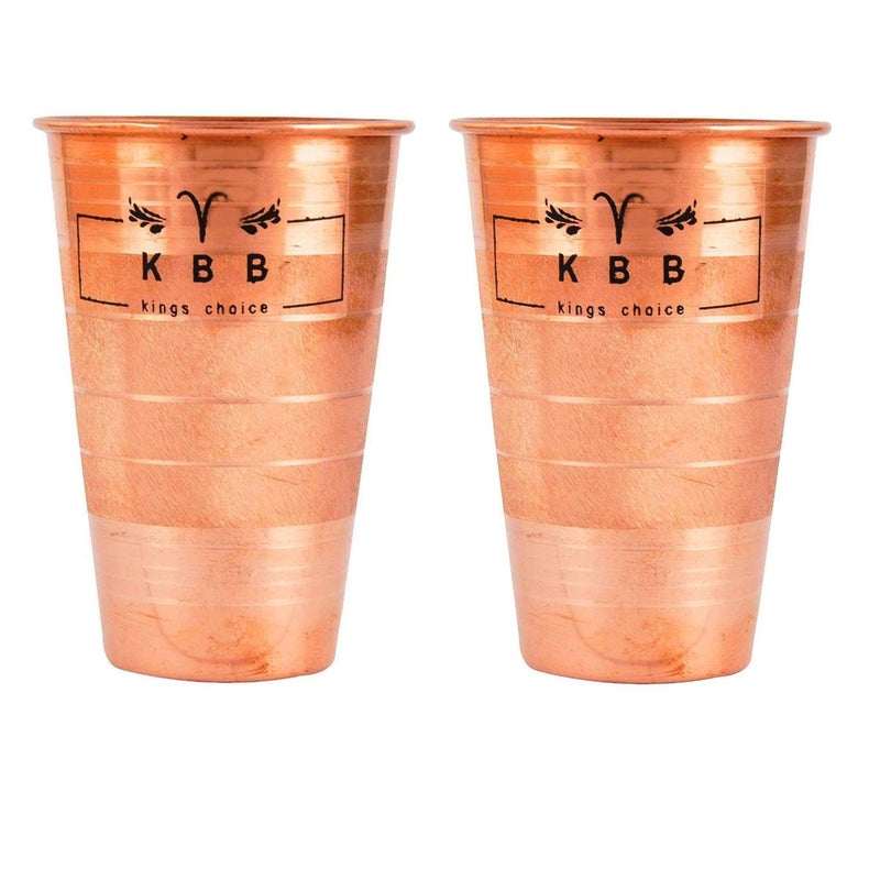KBB New Touch LASSI Glass Jumbo Copper GlassTumbler 550 ml KBB014 Pack of 2 - Image 1