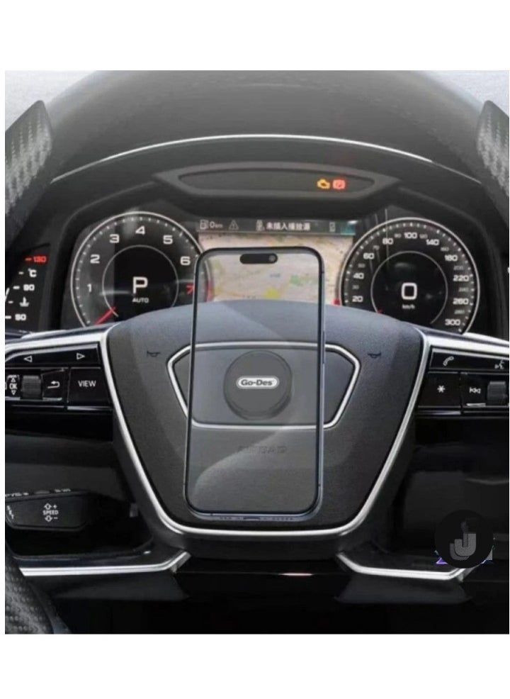 360-Degree Rotating Magnetic Steering Wheel Car Phone Holder – Secure Mount for iPhone, Android & More