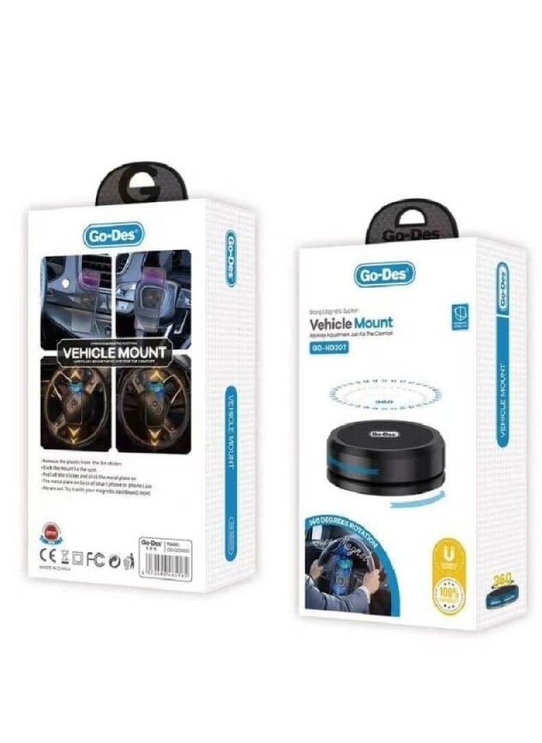 360-Degree Rotating Magnetic Steering Wheel Car Phone Holder – Secure Mount for iPhone, Android & More