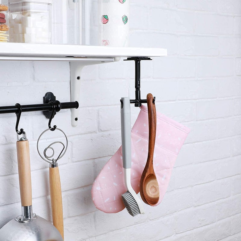 NOBILEA Folding Hook Self-Adhesive 180 Degrees Vertical and 360-Degree Rotating 5 Claw Hooks for Bathroom, Kitchen, Office etc.. (Black & White)(Pack of 4) - Image 5