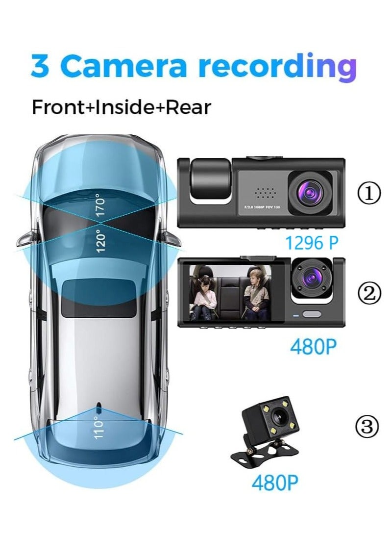 Dash Cam Black Box Three High Quality Cameras High Resolution Video and Audio Recording - Image 4